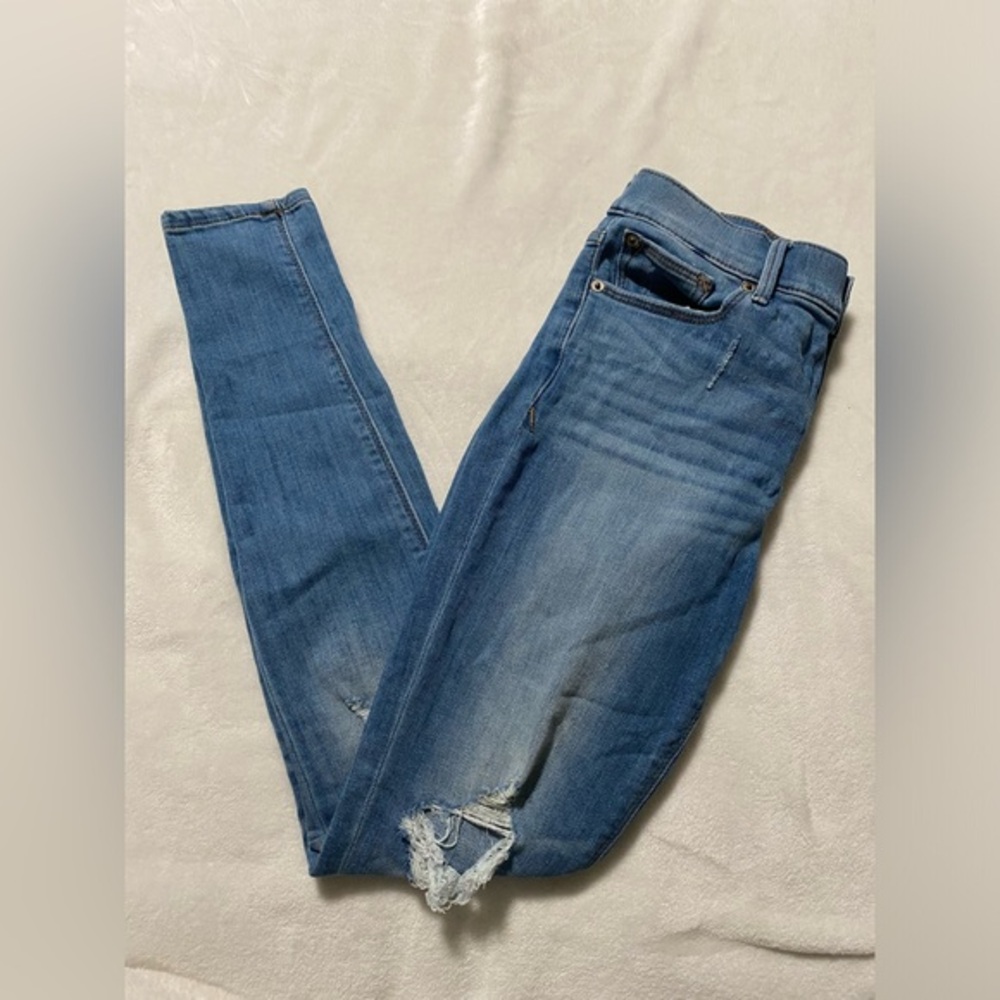 Express Legging Jeans Mid Rise Light Wash Distressed